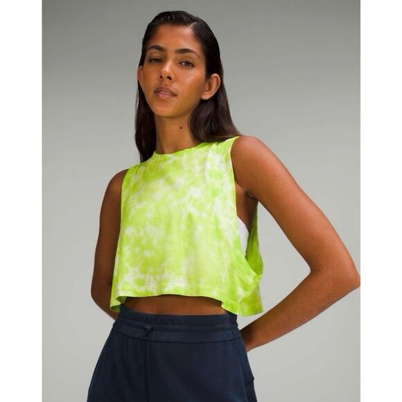 lululemon athletica Tops - Lululemon Women's Size 8 All Yours Green Tie Dye Cropped Tank Top Casual